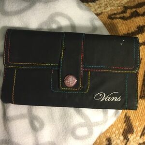 Vans Black Wallet with Multicolor Stitching